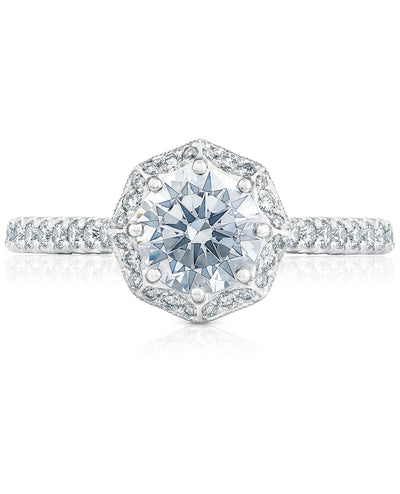 Tacori HT2555 Round 6.5W Petite Crescent 18K White Gold Engagement Ring