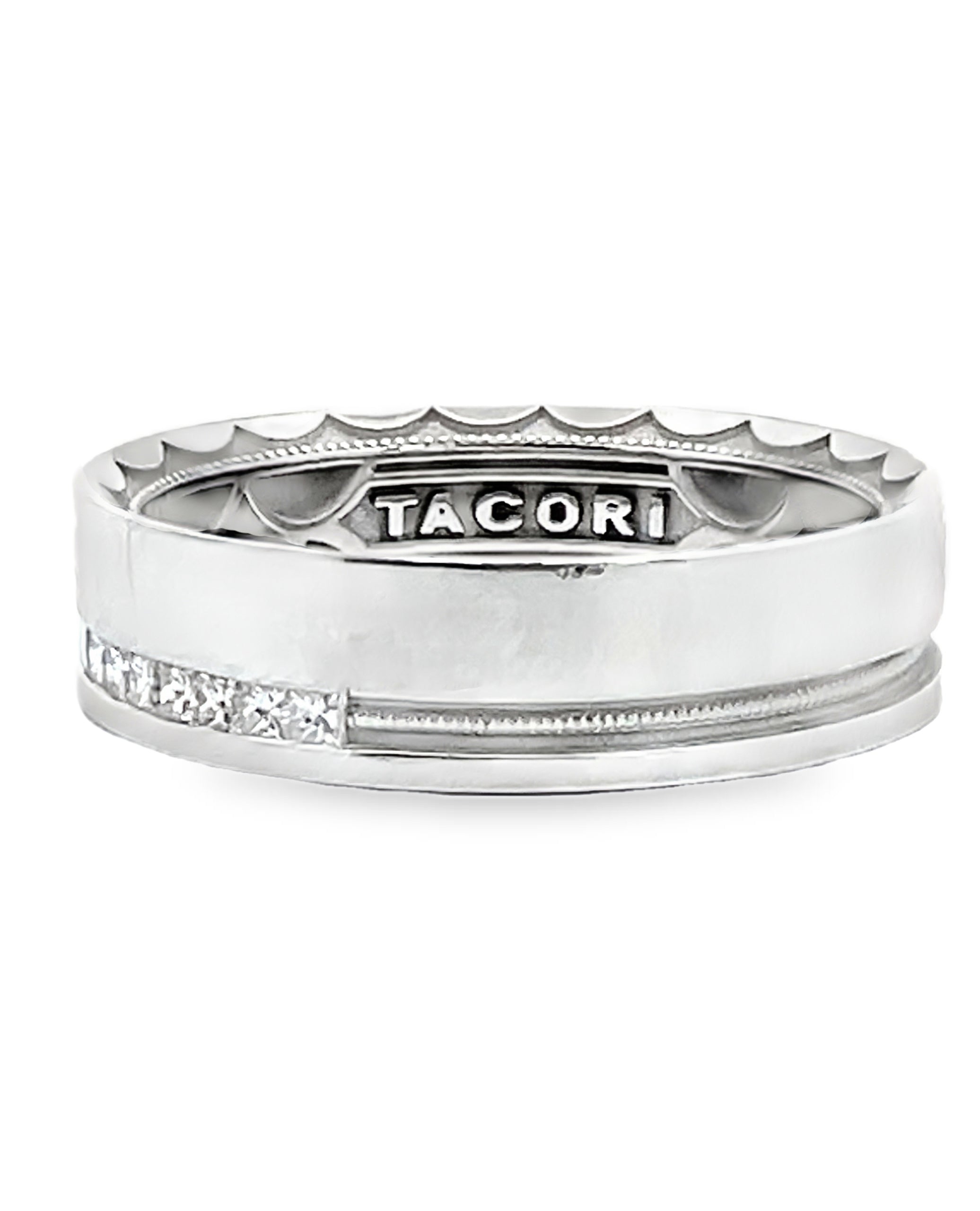 Tacori 108-6WD Men's Crescent Ring in 18K White Gold