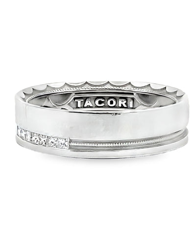 Tacori 108-6WD Men's Crescent Ring in 18K White Gold