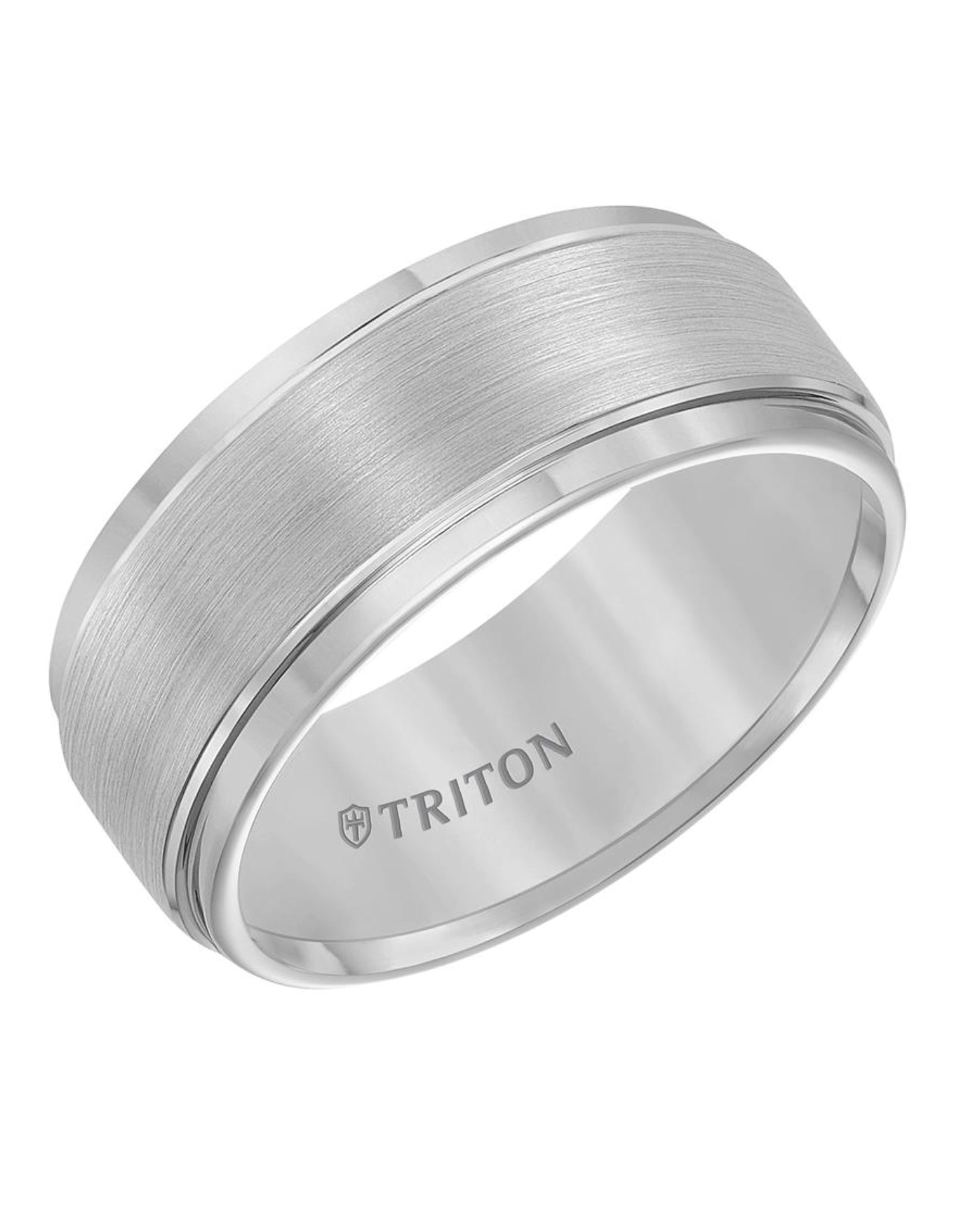 Triton 9mm Step Edge Brush Finish Classic Wedding Band