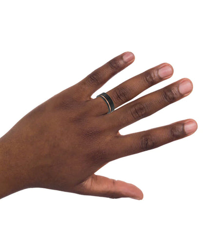 Triton Rogue 8mm Wedding Band with Black and Rose Tungsten