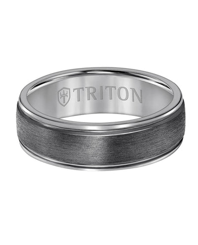 Triton 11-6155TA7-G.00 T89 Tantalum 7 Millimeter Ring - Crystalline Finish Dome with Edge Lines