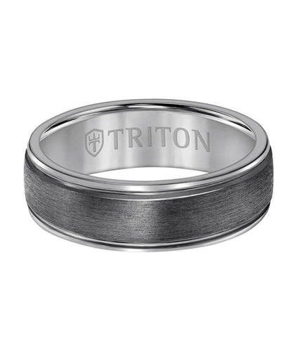 Triton T89 7MM Tantalum Ring - Crystalline Finish Dome with Edge Lines