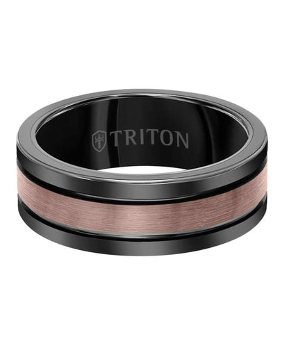 Triton 11-6165BBRC8-G.00 Espresso Tungsten Carbide 8 Millimeter Ring