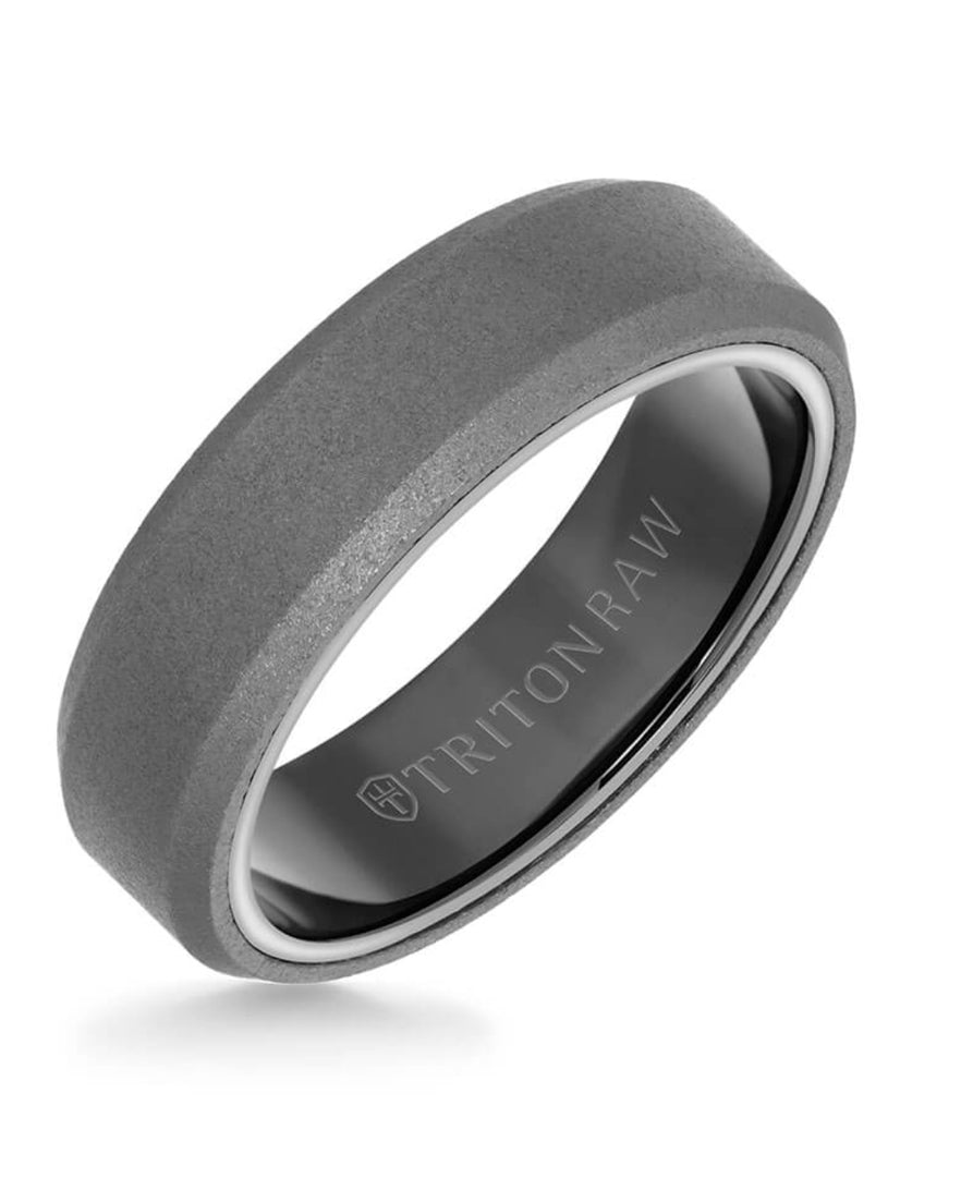 Triton "Raw" Collection 6MM Tungsten Carbide Sandblast Finish Ring