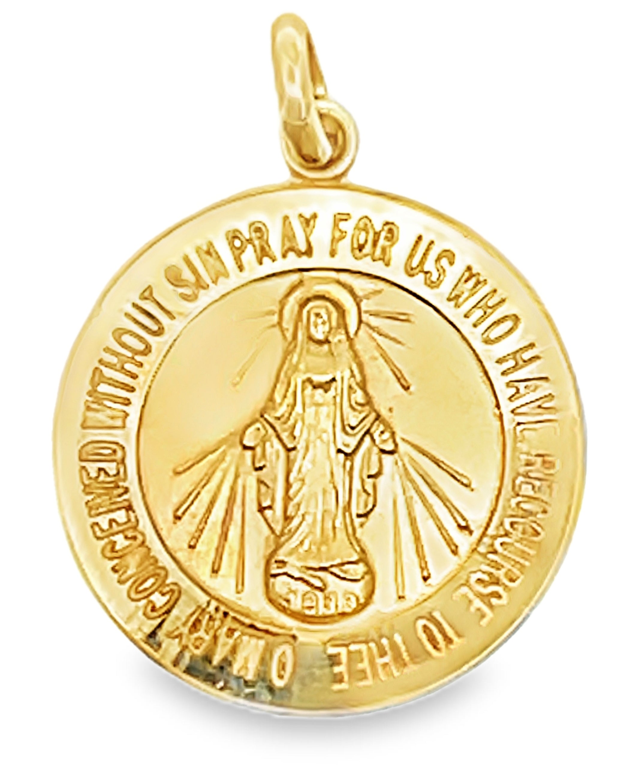 14K Yellow Gold Round Miraculous Medal