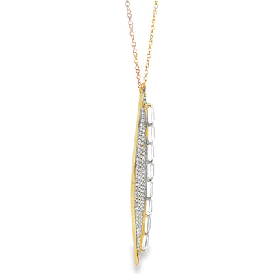 Doves Diamond and White Topaz Necklace Tapered Marquise Shape