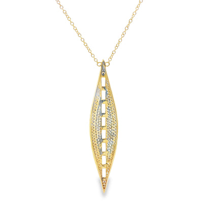 Doves Diamond and White Topaz Necklace Tapered Marquise Shape