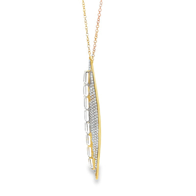 Doves Diamond and White Topaz Necklace Tapered Marquise Shape