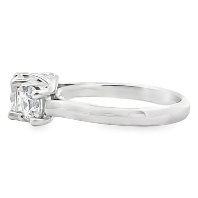 14K White Gold Three Stone Cubic Zirconia Ring