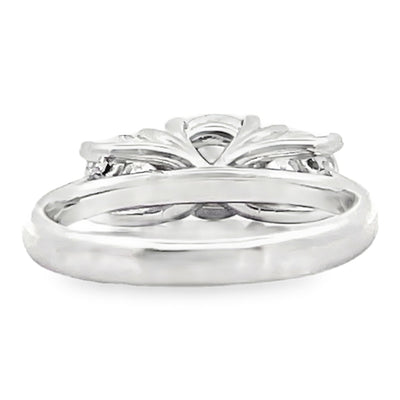 14K White Gold Three Stone Cubic Zirconia Ring