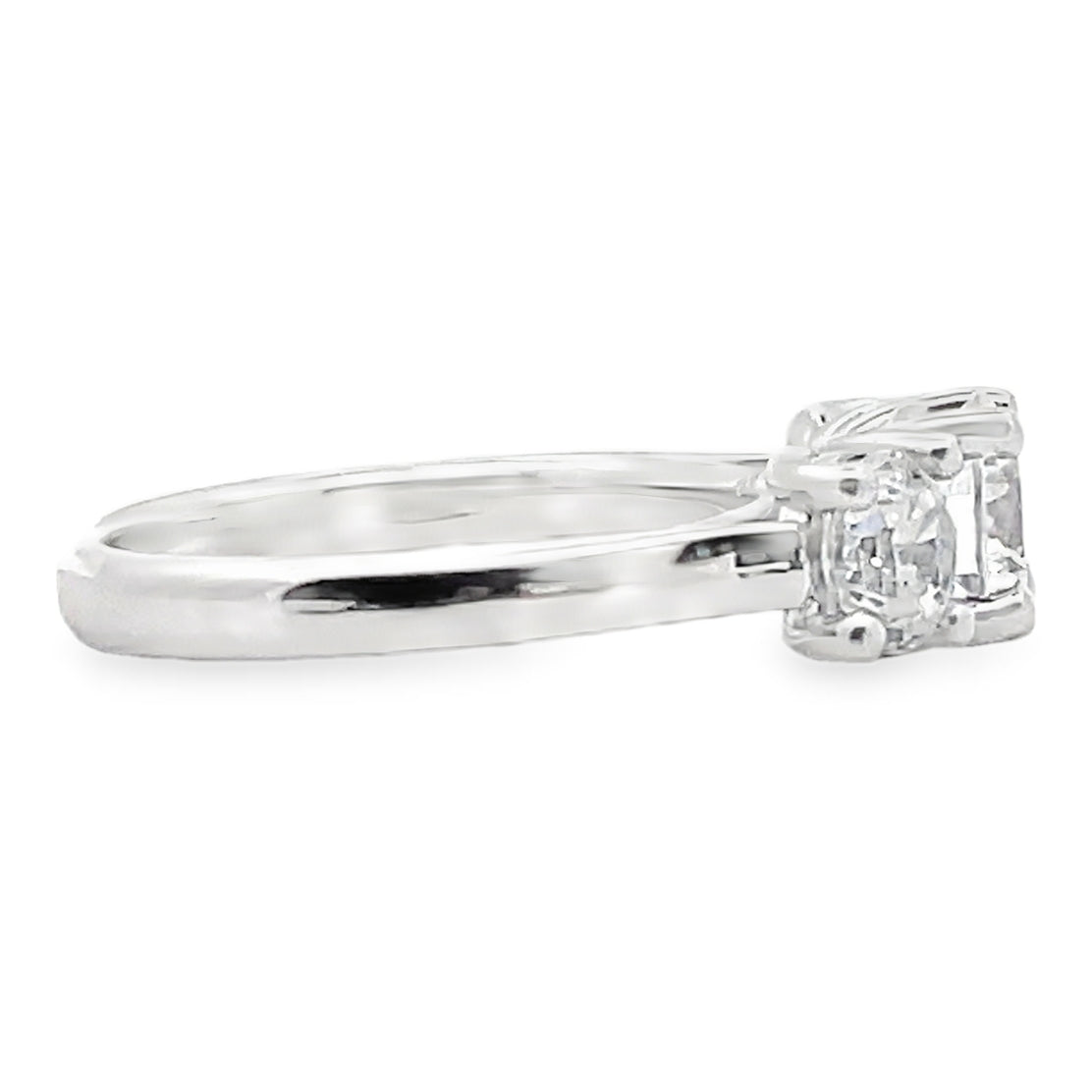 14K White Gold Three Stone Cubic Zirconia Ring