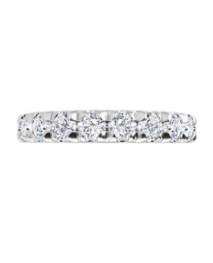 14K White Gold French Set Eternity Band