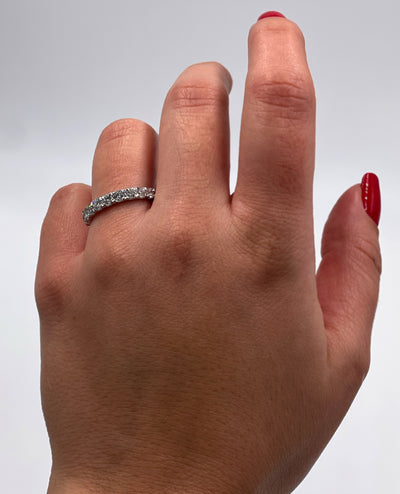 14K White Gold Half Way French Set Diamond Band