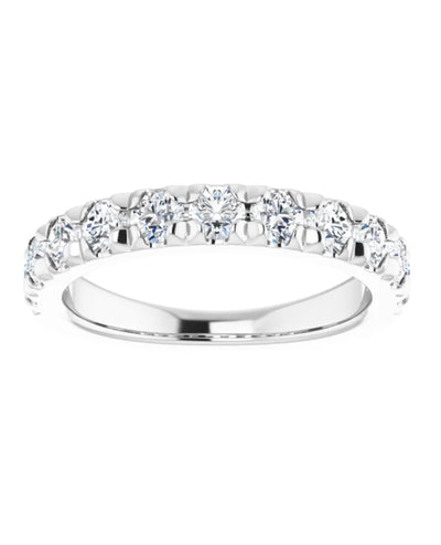 14K White Gold Half Way French Set Diamond Band