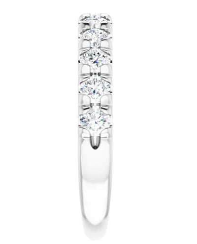 14K White Gold Half Way French Set Diamond Band