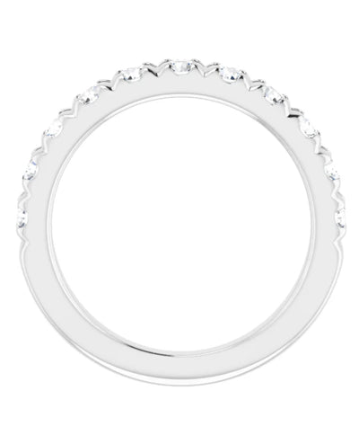 14K White Gold Half Way French Set Diamond Band