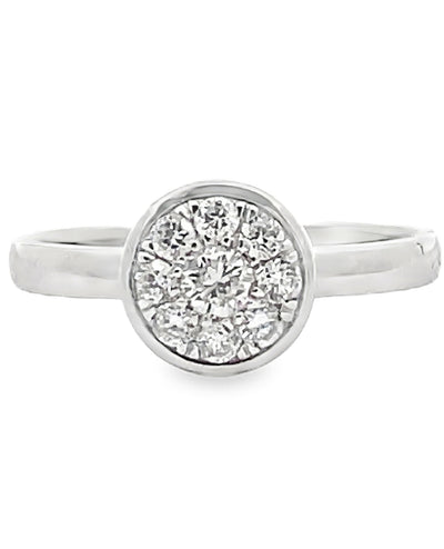 18K White Gold Stackable High Polish Ring with Round Diamonds