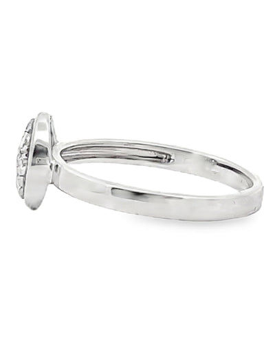 18K White Gold Stackable High Polish Ring with Round Diamonds