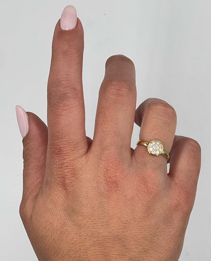 18K Yellow Gold High Polish Stackable Ring with Diamonds