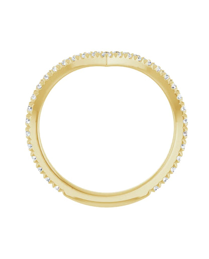 14K Yellow Gold V-Shaped Contour Band with Diamonds