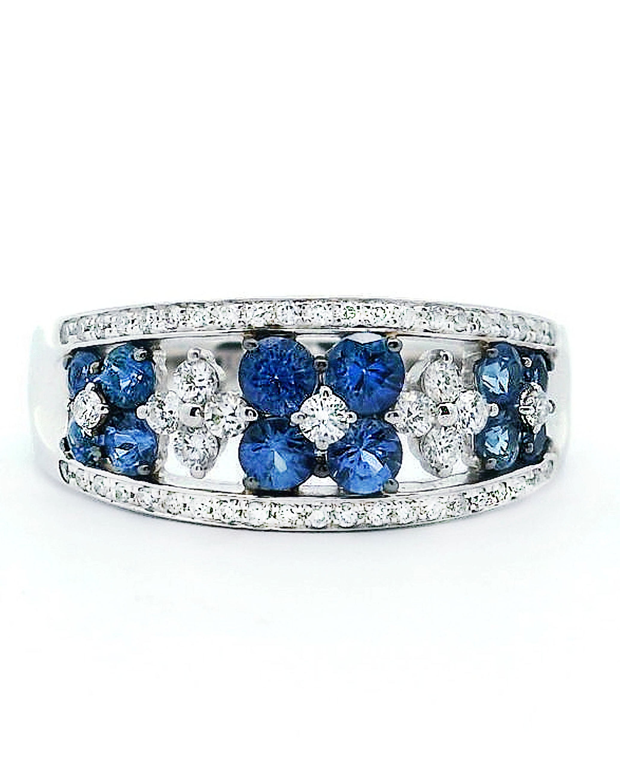 Zeghani ZR1871 14K White Gold Sapphire and Diamond Ring