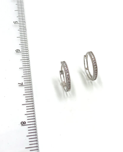14K White Gold Cubic Zirconia Hoop Earrings