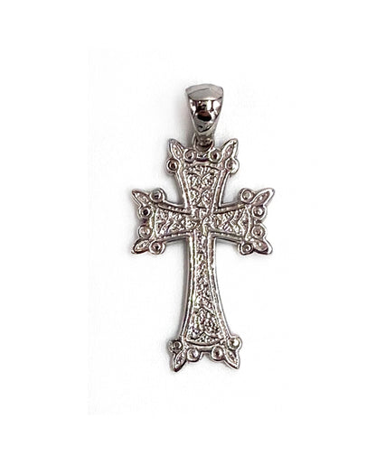 14K White Gold Armenian Cross