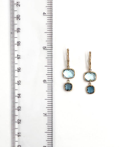 14K Yellow Gold Drop Earrings with Blue Topaz