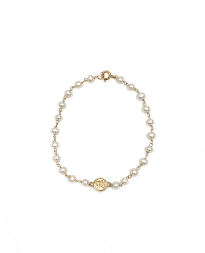 14K Yellow Gold Mini Angel Pearl Bracelet