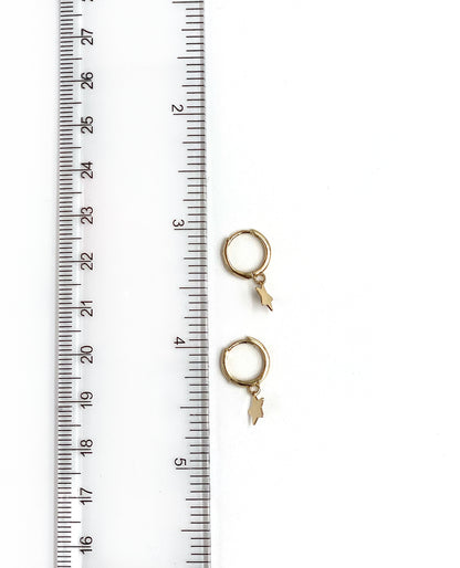 14K Yellow Gold Huggies with Star
