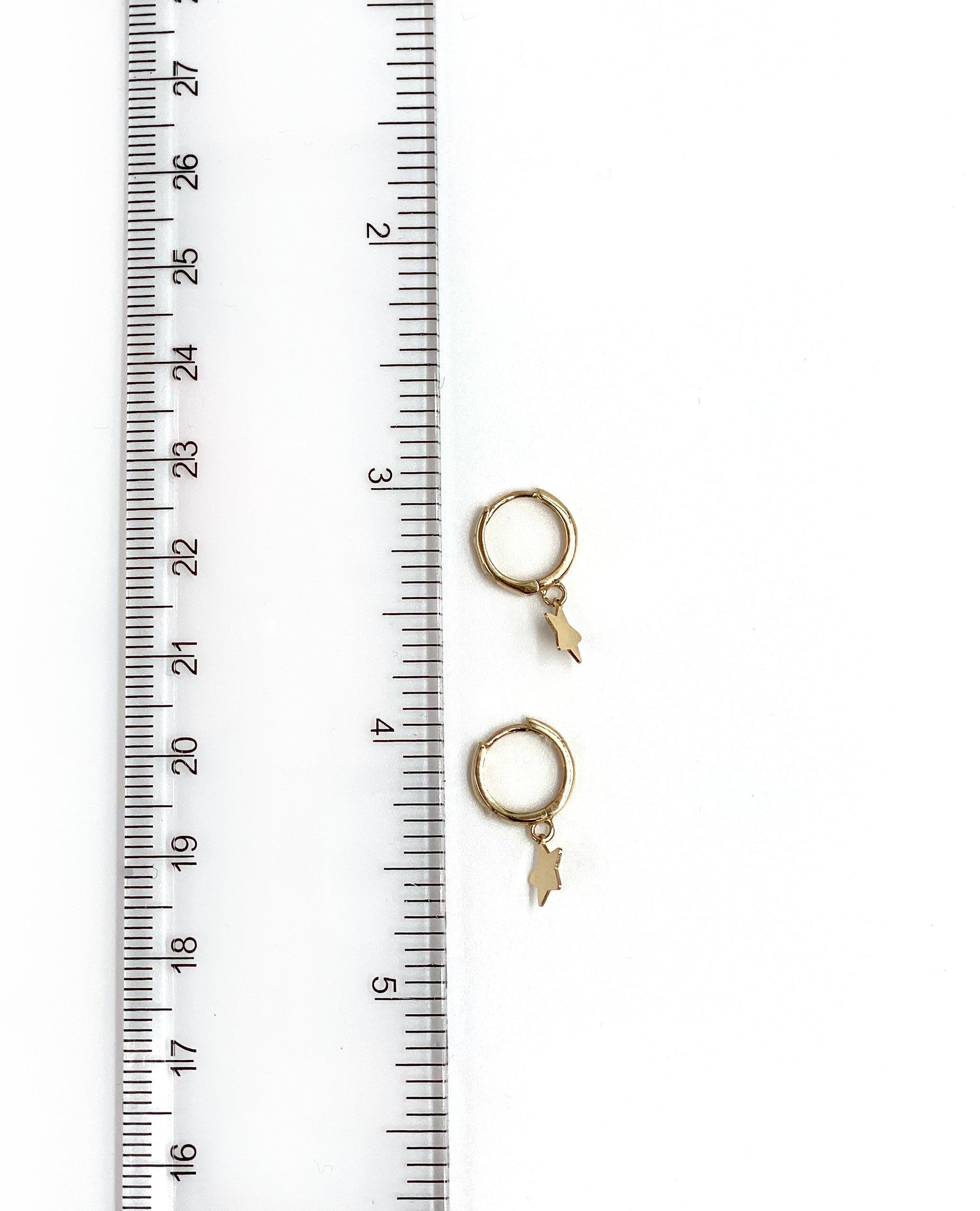 14K Yellow Gold Huggies with Star