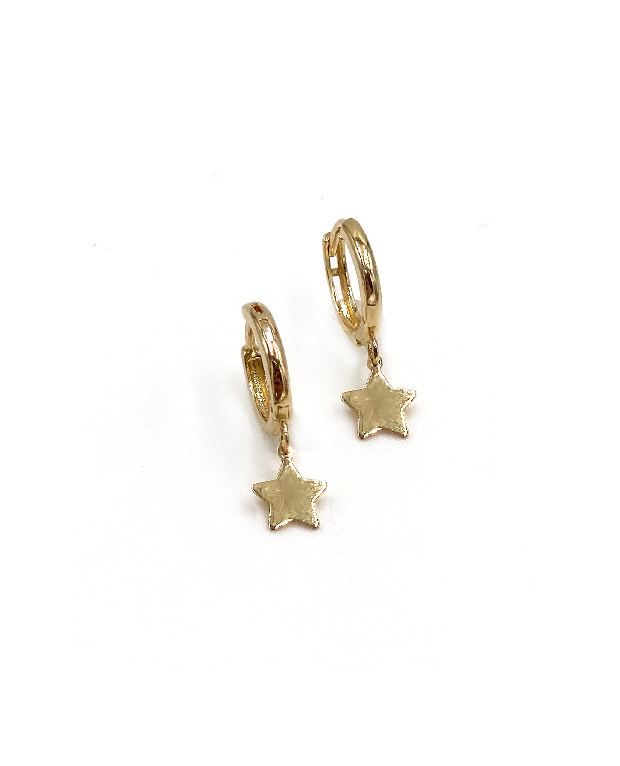 14K Yellow Gold Huggies with Star