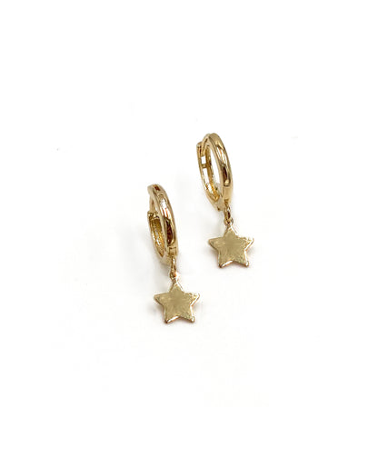 14K Yellow Gold Huggies with Star