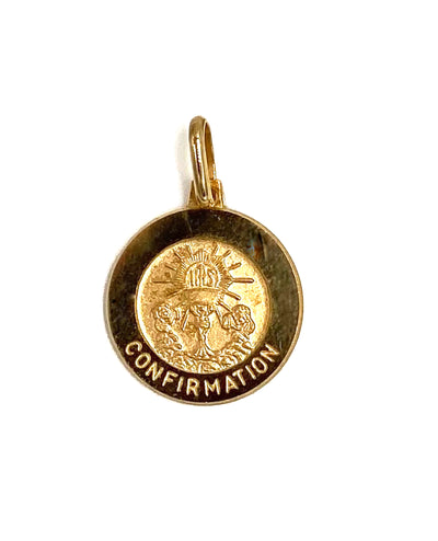 14K Yellow Gold Round Confirmation Charm