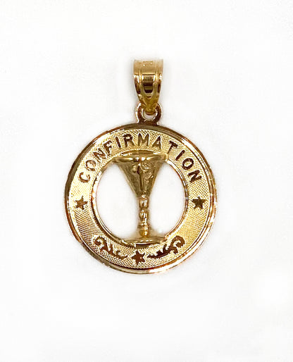 14K Yellow Gold Round Confirmation Charm
