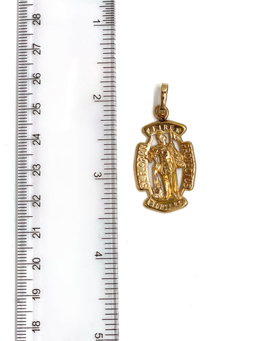 14K Yellow Gold Saint Florian Fire Fighters Charm