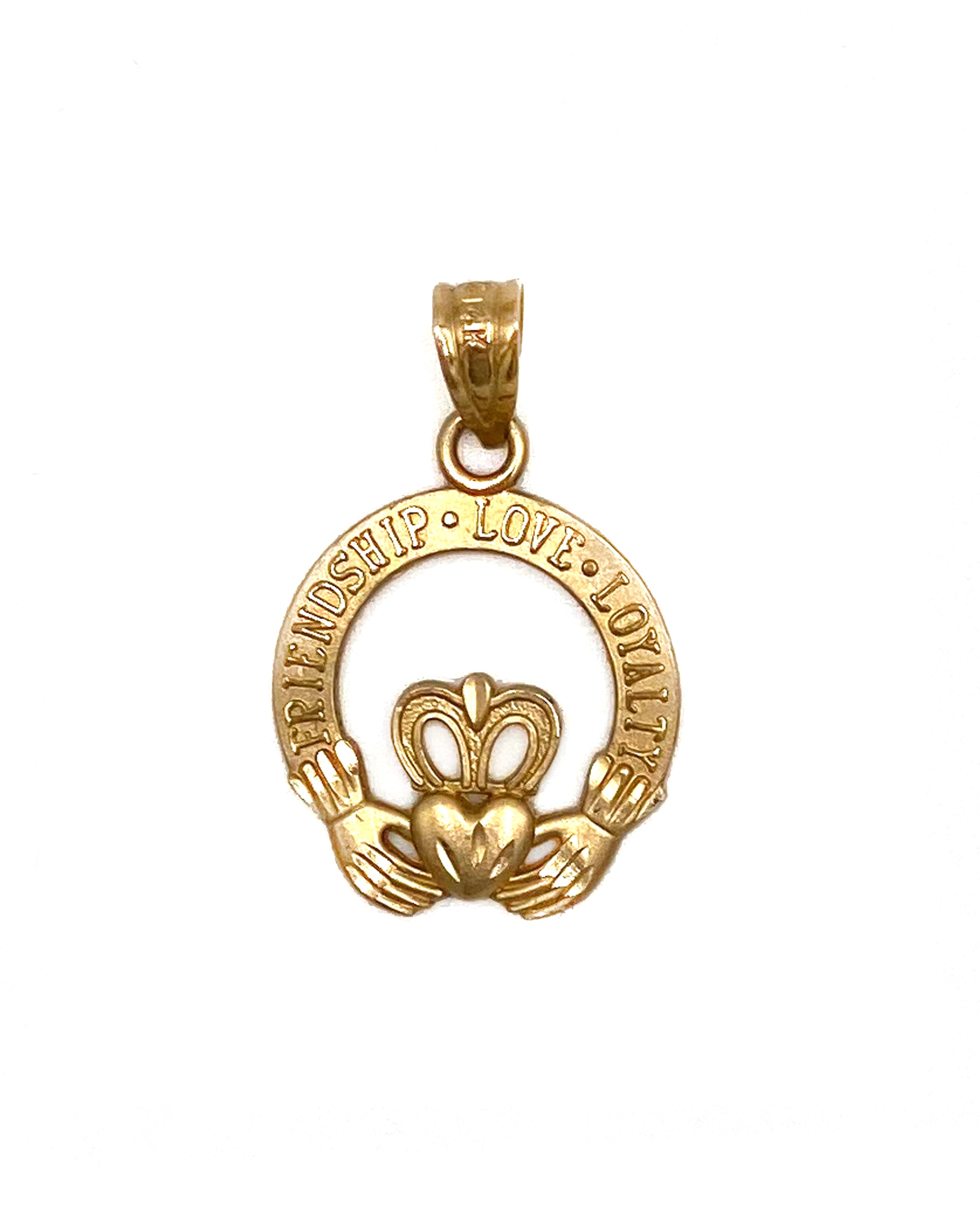 14K Yellow Gold Claddagh Pendant