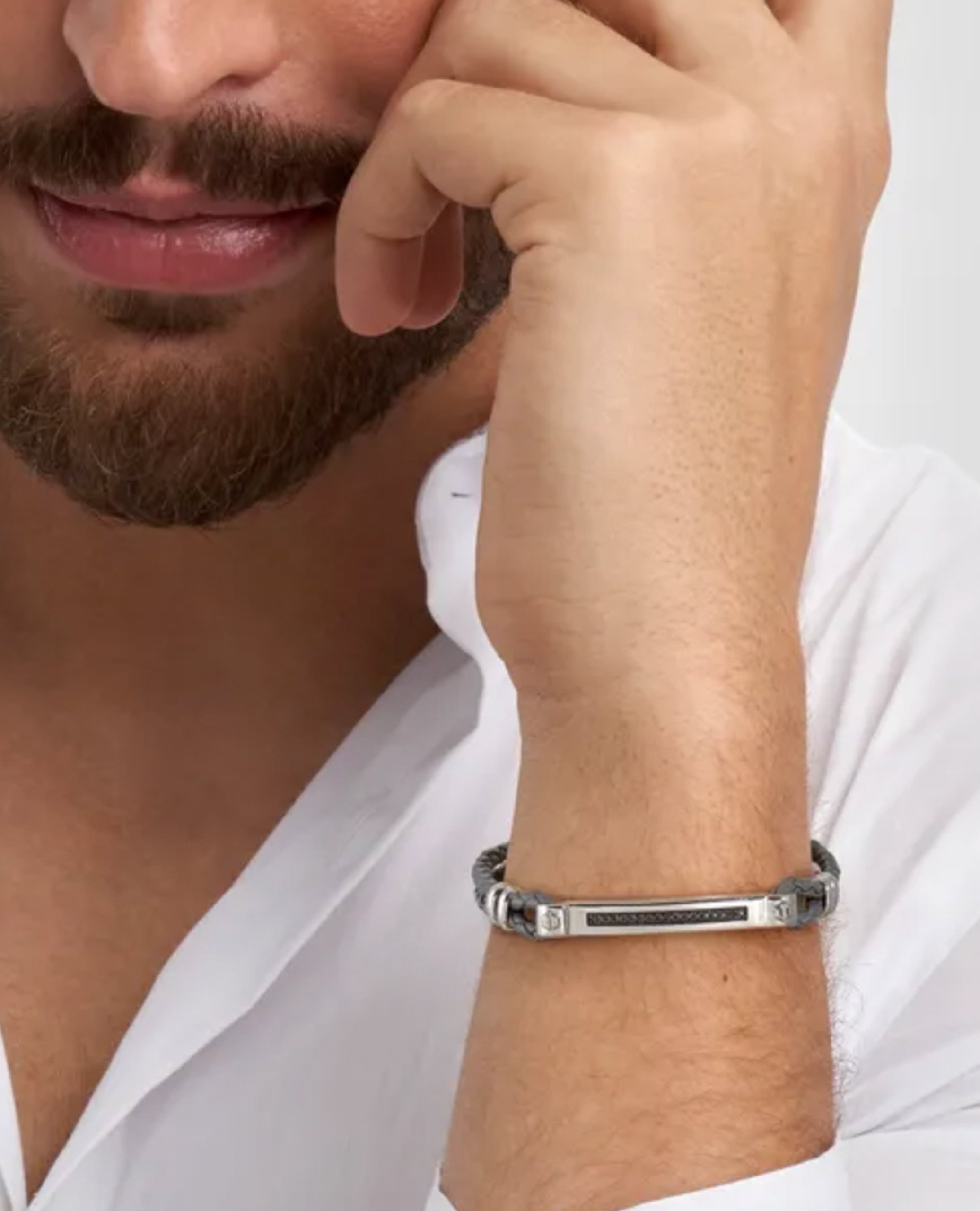 Nomination 133002/007 MANVISION Steel & Synthetic Leather Bracelet Black