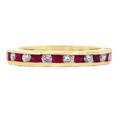 Ruby and Diamond Eternity Ring in 14K Yellow Gold