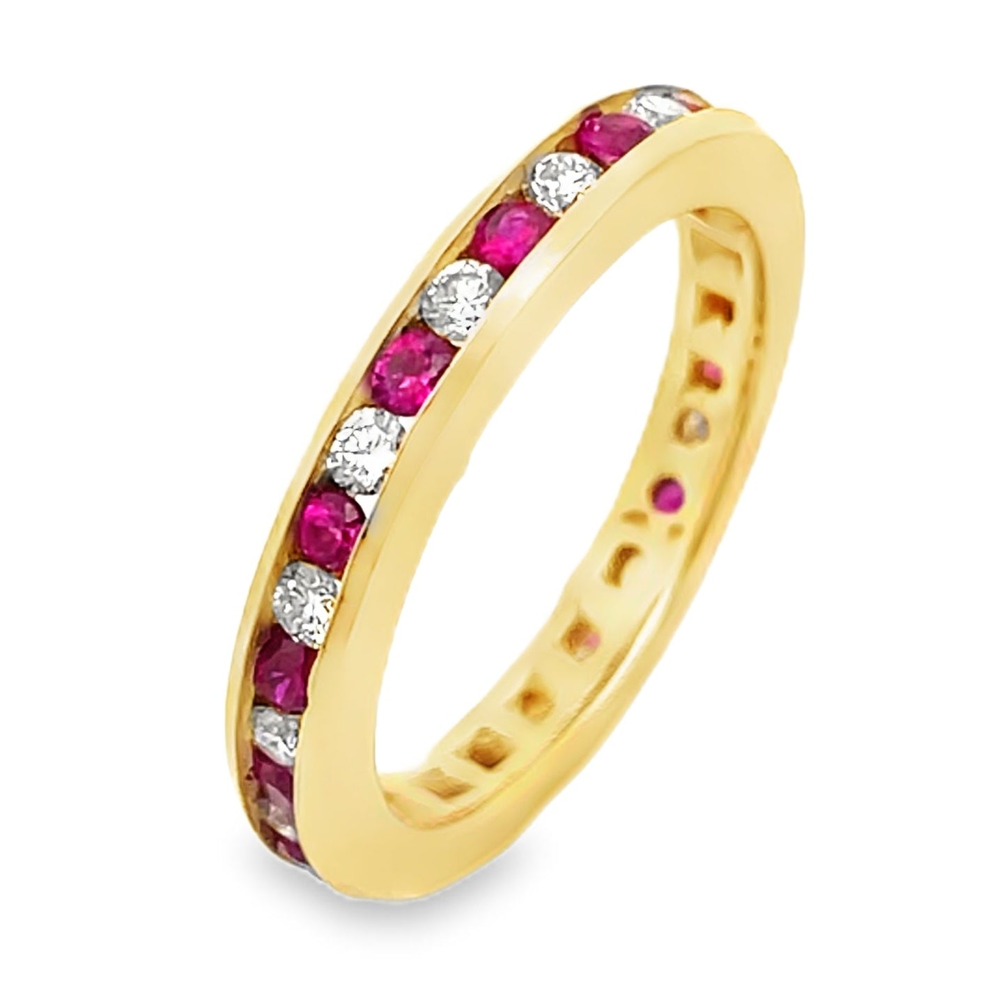 Ruby and Diamond Eternity Ring in 14K Yellow Gold