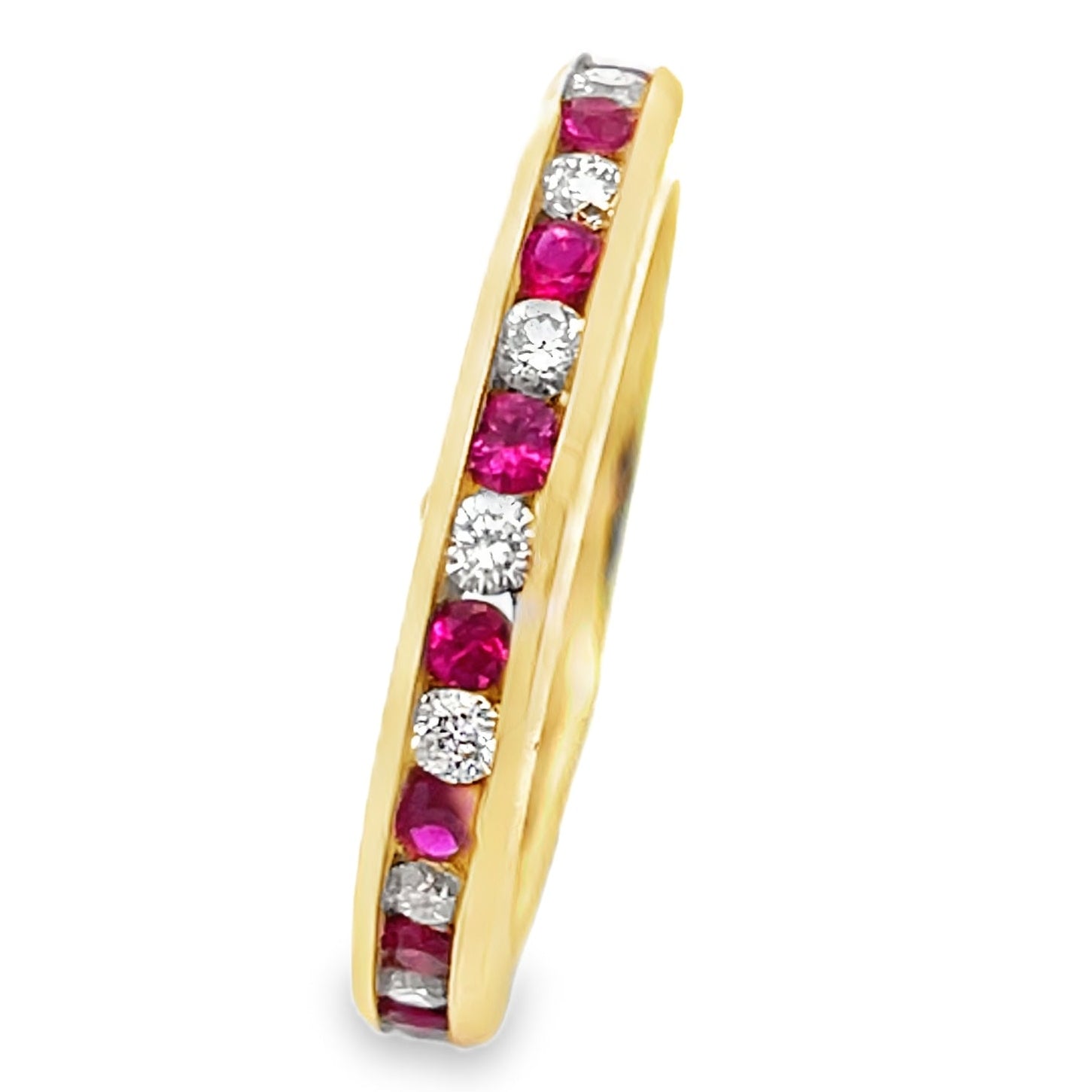 Ruby and Diamond Eternity Ring in 14K Yellow Gold