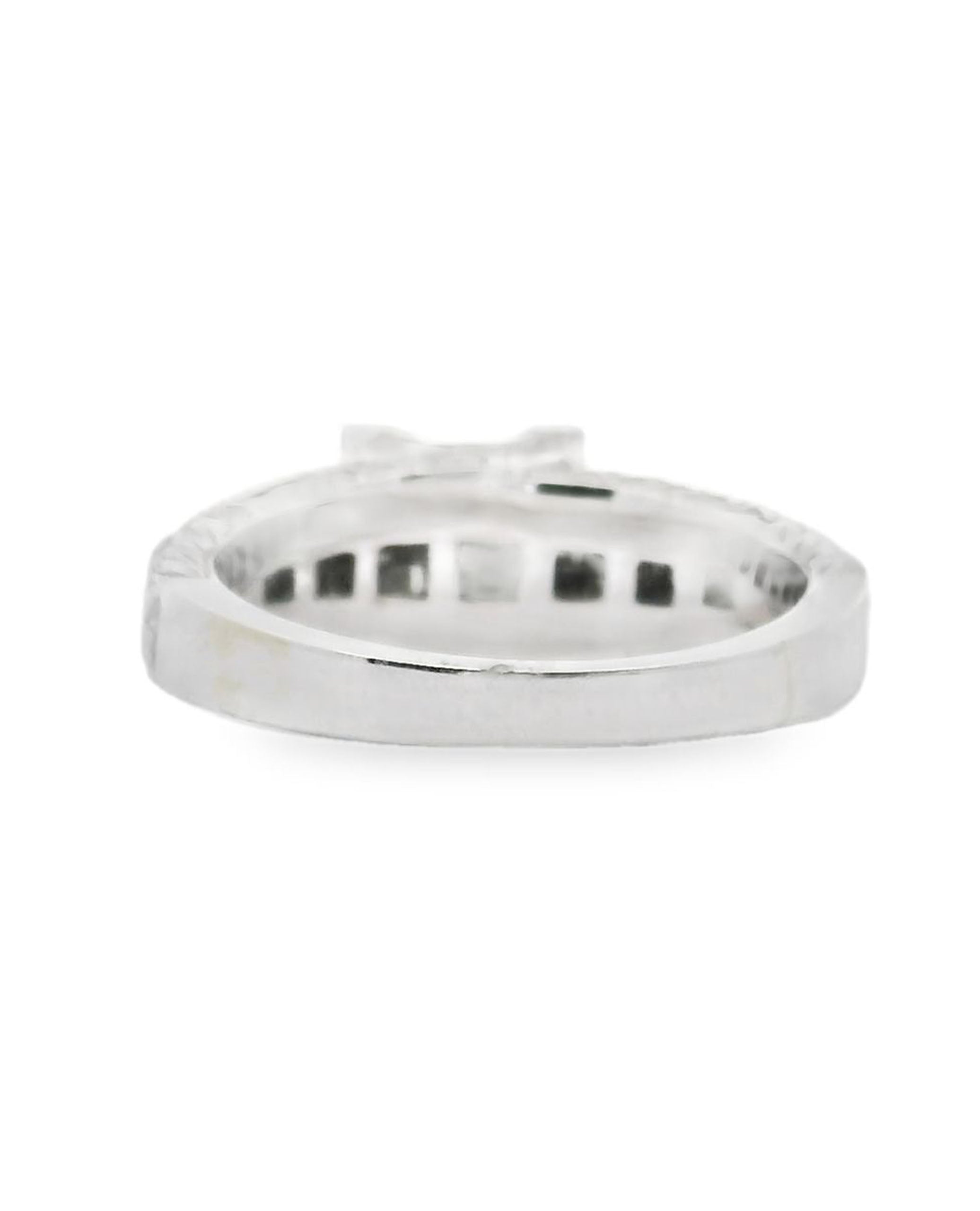 18K White Gold Ring with Princess & Round Cut Diamonds- Size 6.75
