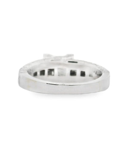 18K White Gold Ring with Princess & Round Cut Diamonds- Size 6.75