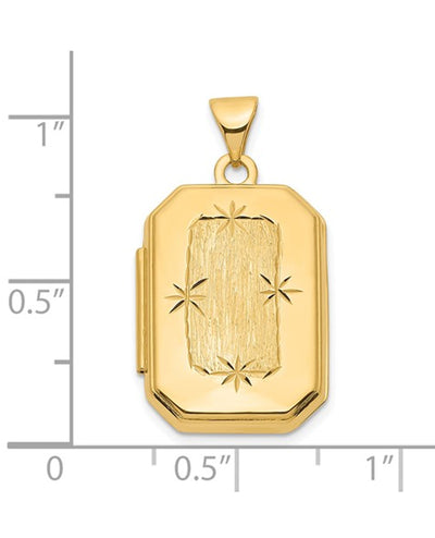 14K Yellow Gold 20mm Long Rectangular Locket