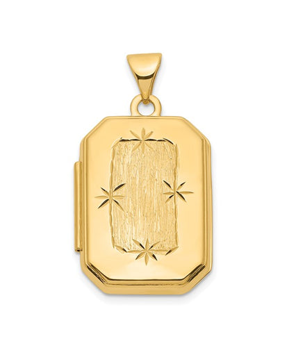 14K Yellow Gold 20mm Long Rectangular Locket