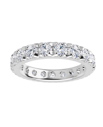 14K White Gold French Set Eternity Band
