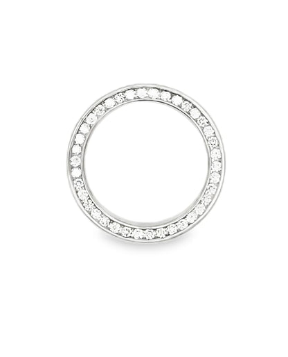 14K White Gold 7mm Wide Diamond Wedding Band- Size 10.5