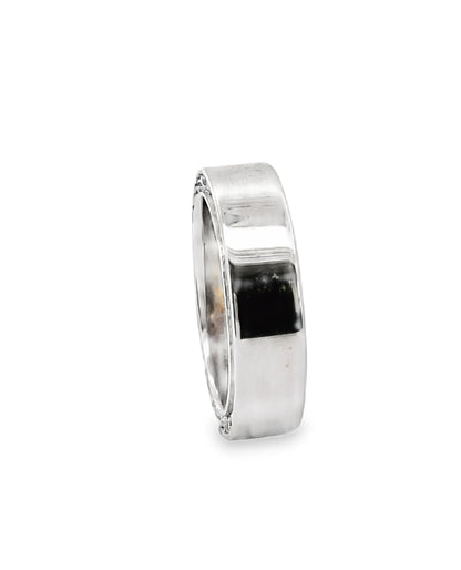14K White Gold 7mm Wide Diamond Wedding Band- Size 10.5