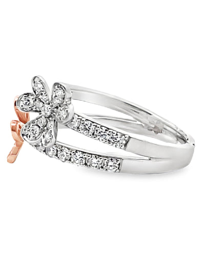 Simon G. LR2568 18K White and Rose Gold Double Flower Ring